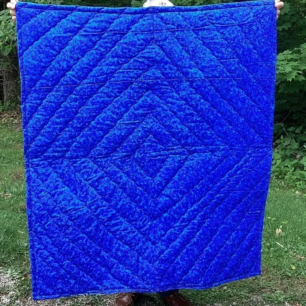 NWT. Hand Crafted Blue Butterflies Lap Quilt